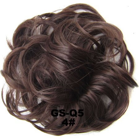 Real 100 Human Hair Extension Wrap Messy Hair Bun Curly Heat
