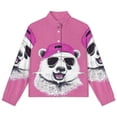 thumbnail image 4 of Jackets for Women Winter Coat Jackets Flannel Stand Collar Jacket(Cool Panda in Pink Hat,Size:S-4XL), 4 of 7
