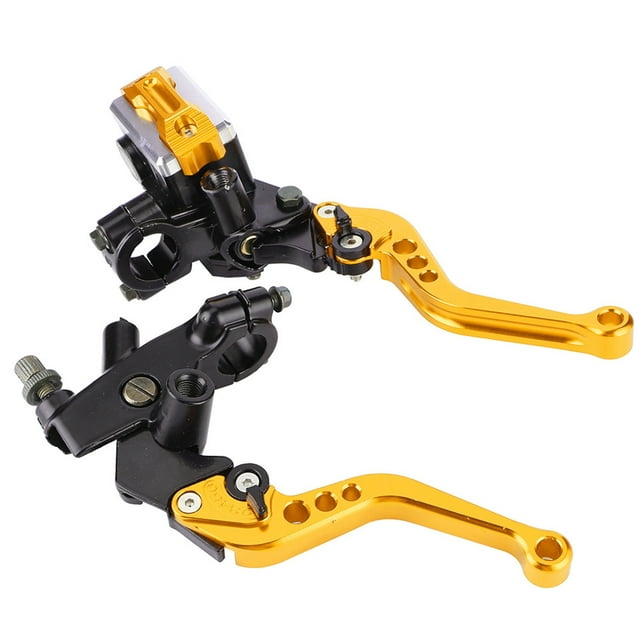 1 par de palancas universales de depósito de cilindro maestro de embrague de freno de motocicleta de 7/8 "(22 mm), color dorado Jadeshay A