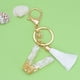 thumbnail image 1 of Decoración del hogar, decoración de habitaciones, decoración de paredes. Nuevo llavero con borlas blancas y colgante de gota de cristal. Llavero para bolso de moda con hebilla de gota de cristal., 1 of 2