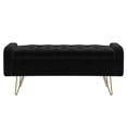 thumbnail image 2 of Modern Velvet & Metal Storage Ottoman/Bench in Black & Gold Leg, 2 of 7