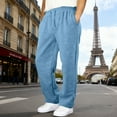 thumbnail image 7 of Sweatpants Mens Open Bottom Drawstring Outdoor Hiking Pants Casual Track Jogging, Blue M, 7 of 7