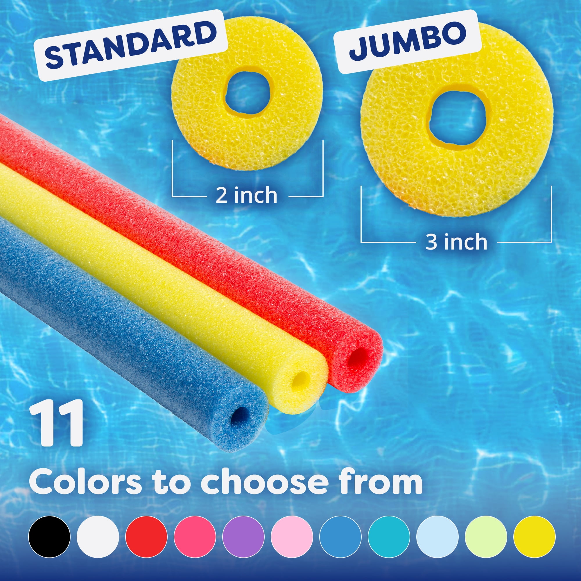 In The Swim 40-Pack, 2-Inch Diameter Standard Pool Noodles – Soft Large Foam Noodles for Extra Buoyancy - Floating Training Device, Exercise Aid, Pool Toy - 50 Inches Long - 3 Shades of Blue 1057473