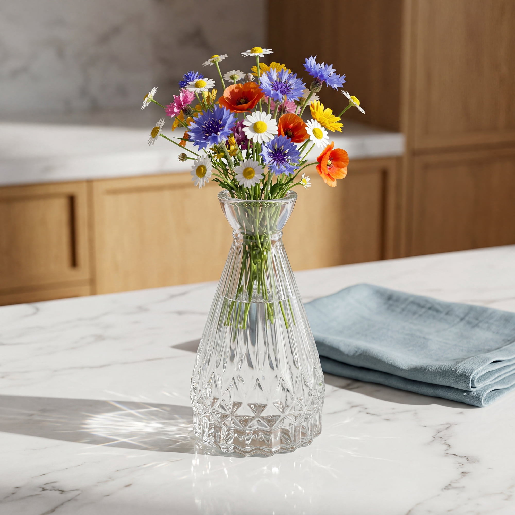 Unique Bargains Glass Bud Vases Set for Small Flower Vases Clear 2.7"L x 2.7"W x 4.8"H
