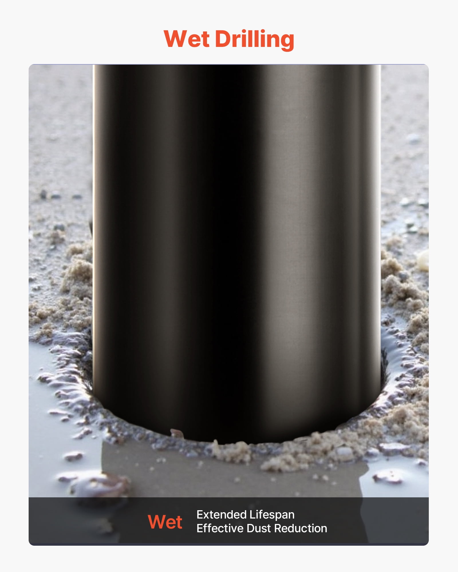 VEVOR Core Drill Bit, 4-1/2 inch Diameter, 14 inch Drilling Depth, 1-1/4 in-7 Internal Thread, High-Precision Welding Technology, Wet Diamond Core Bit for Reinforced Concrete, Bricks, and Masonry