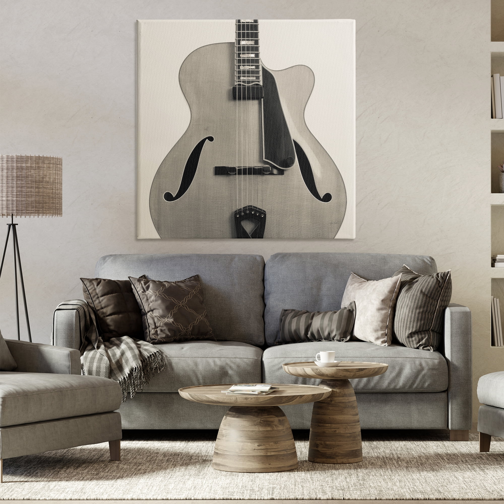 Stupell Industries Simple Chic Guitar Entertainment Photography Wrapped Canvas Art Print Wall Art, 36 x 36