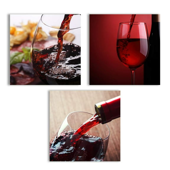 wall26 Canvas Wall Art Abstract Wine Cup Pictures Home Wall Decorations for Kitchen Streched and Framed - 12"x12"x3 Panels