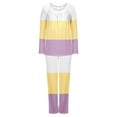 thumbnail image 6 of Riecok Loungewear Sets for Women Crewneck Long Sleeve Tops and Pants Striped Soft Comfortable Sleepwear, 6 of 6