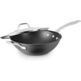 thumbnail image 1 of Calphalon 1948257 Signature Hard Anodized Nonstick Covered Flat Bottom Wok, 12", Black, 1 of 7