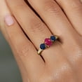 thumbnail image 4 of Gem Stone King 2.32 Ct Oval Red Ruby Blue Sapphire 18K Yellow Gold Plated Silver Ring (Size 5), 4 of 6