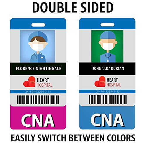 CNA Badge Buddy (20 pack) - Pink/Blue - Vertical Badge Id Card for Certified Nursing Assistants - by BadgeZoo