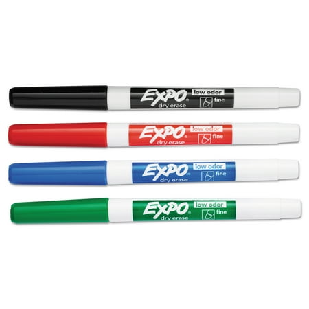 ExpoÂ® Low Odor Dry Erase Marker, Fine Point, Assorted, 4 Count