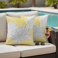 thumbnail image 4 of Yellow White Outdoor Waterproof Pillow Covers, Abstract Grey Chrysanthemum Flower Floral Decorative Square Throw Pillowcase Sofa Cushion Sham for Patio/Couch/Chair, 16"x16" 2 Pack, 4 of 8