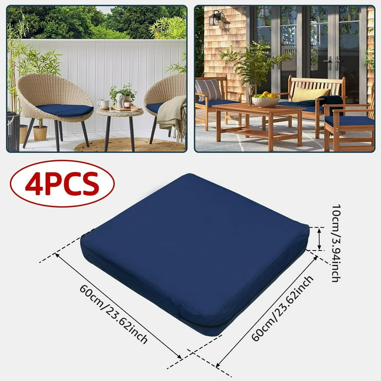 4Pcs Waterproof Patio Seat Cushion Covers Chair Slipcovers with Zippers Outdoor Furniture Covers 24x24x4 Blue Walmart