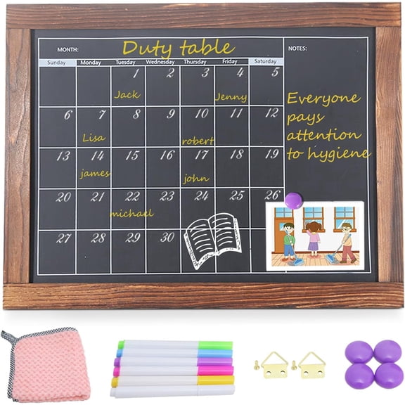 Magnetic Chalkboard Calendar 16‘’ x 24'' for Kitchen Wall, Reusable Planner Chart Family Blackboard Calendar for Wall Record Daily Tasks List