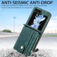 thumbnail image 5 of 2 in 1 Wallet Case for Samsung Galaxy Z Flip 5 5G, Durable PU Leather Detachable Magnetic Zipper Pouch Purse Cover for Galaxy Z Flip 5 Case with Card Slots Stand Holder,Green, 5 of 17