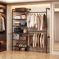 thumbnail image 2 of ROGALIS L2 Wall Mounted Clothes Rack, Industrial Pipe Closet Organizers System with 2 Telescopic Rod & 6 Shelves, 2 of 8