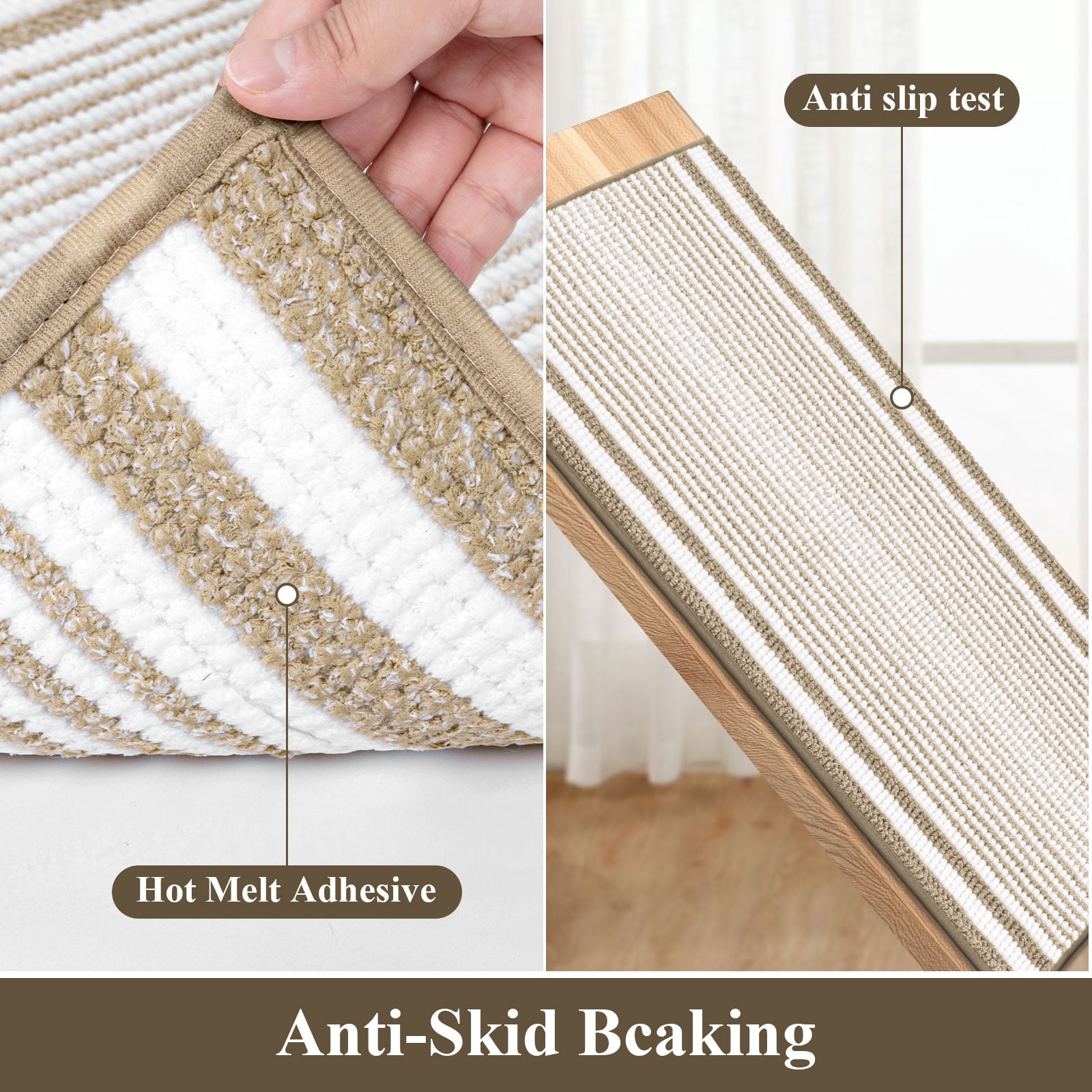 Ileading Chenille Bathroom Rugs Sets 4 Piece, Super Absorbent Non Slip Washable Bath Mat and U-Shaped Contour Toilet Rug Set for Tub Shower Floor Carpet
