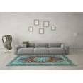 thumbnail image 3 of Ahgly Company Indoor Rectangle Medallion Light Blue Traditional Area Rugs, 2' x 3', 3 of 4