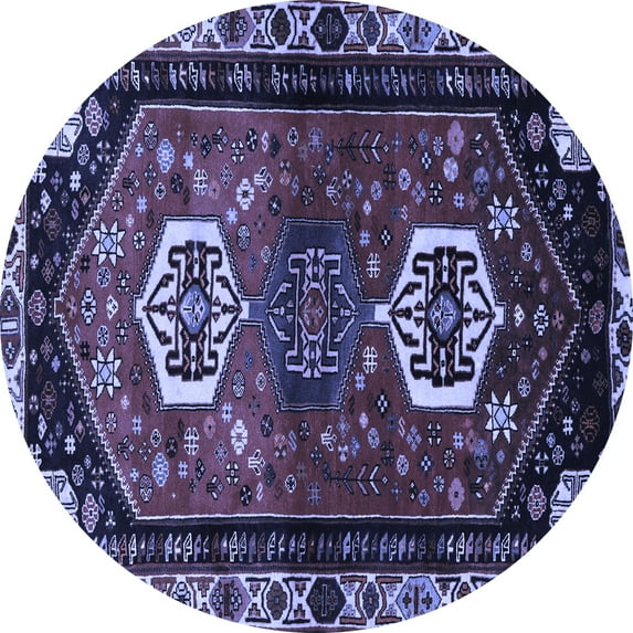 Ahgly Company Machine Washable Indoor Round Persian Blue Traditional Area Rugs, 5' Round
