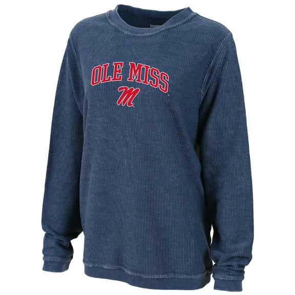 Women's Boxercraft Blue Ole Miss Rebels Rally Corduroy Pullover Sweatshirt