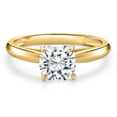 thumbnail image 3 of Gem Stone King 10K Yellow Gold White Moissanite Solitaire Engagement Ring for Women | 1.10 Cttw | Cushion 6MM | Gemstone Birthstone | Size 7, 3 of 7