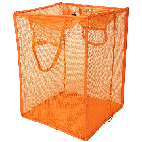 Mainstays Square Mesh PopUp Hamper, Orange, Set Of 2