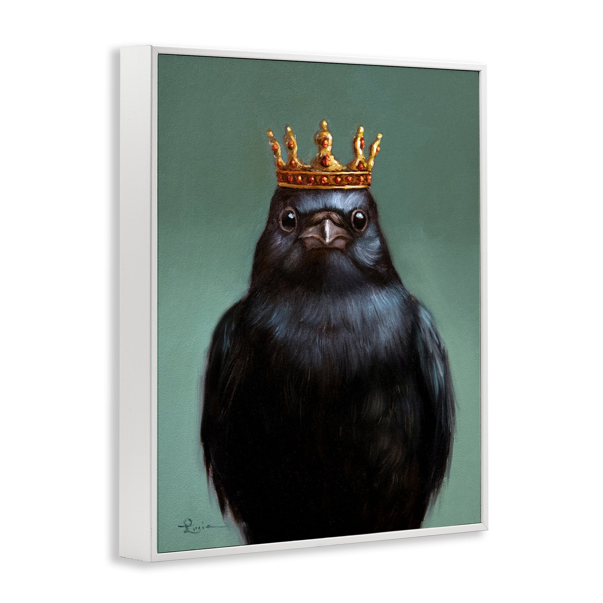 King Crow Portrait White Framed Giclee Art, design by Lucia Heffernan