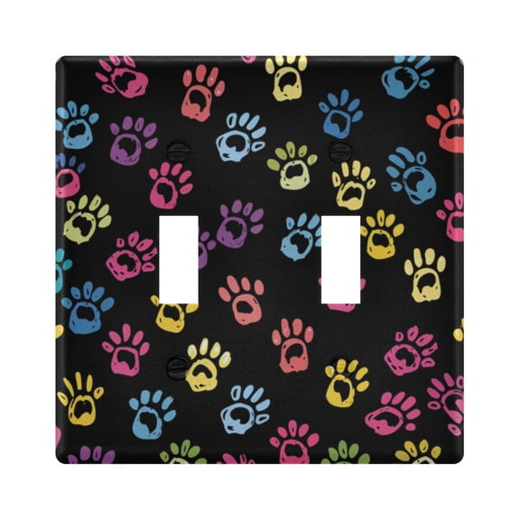 Dailycode Light Switch Plate Covers 2 Gang Wall Plate Plastics Outlet Covers for Kitchen Home Office Decor Colorful Paw