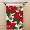 thumbnail image 4 of Coolnut Fingertip Hand Towels, Set of 2 Pcs Christmas Poinsettia Plants Absorbent Face Bath Towels for Bathroom Kitchen, 30"x15", 4 of 6