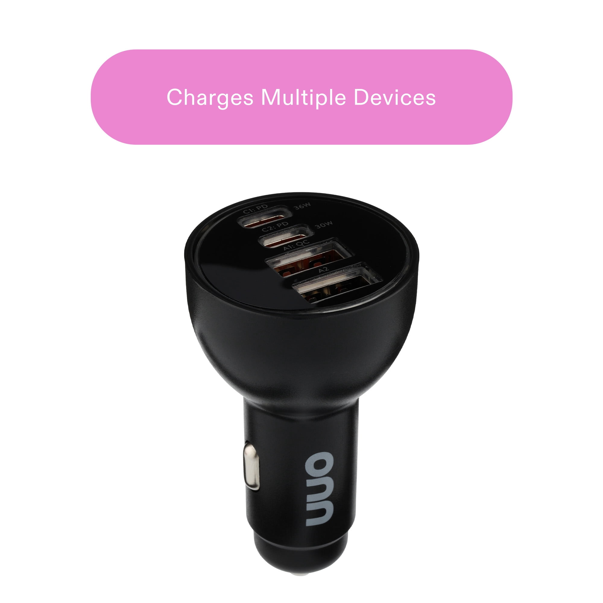 onn 4-Port Fast Charger Dual USB-C and Dual USB Car Charger