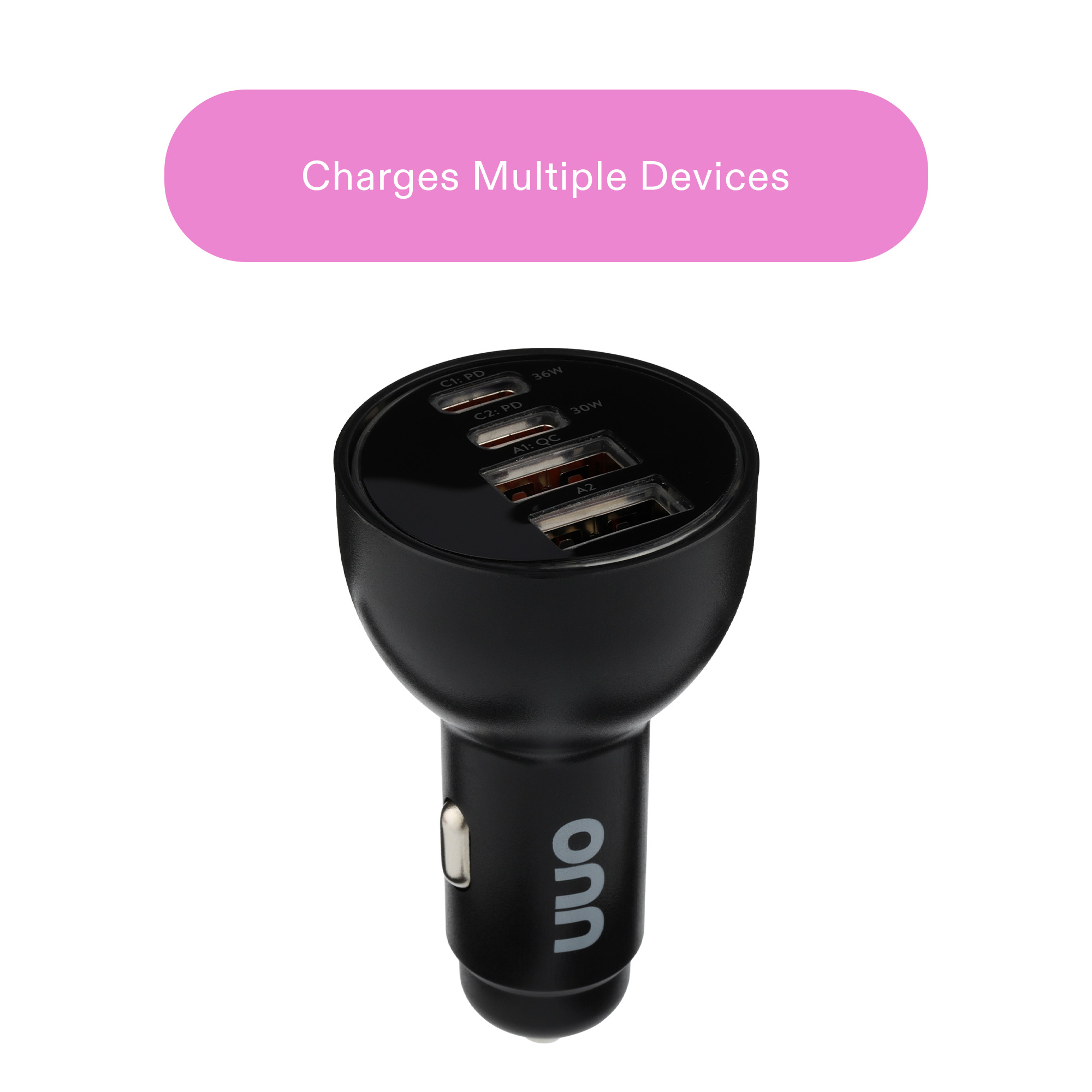 onn 4-Port Fast Car Charger, Dual USB-C and USB photo 4