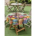 thumbnail image 3 of Easter Bunny Outdoor Tablecloth - 54 Inch Round Dining Table Cover, Colorful Eggs Spring Tulips Flower Green Waterproof Outdoor Table Cloth with Umbrella Hole & Zipper for Picnic/Patio/Party, 3 of 7
