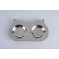 thumbnail image 4 of Vibrant Life 0.95-Cup Silicone and Stainless Steel Cat Double Dinner Pet Bowls, Gray, 4 of 7