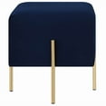 thumbnail image 3 of Coaster Pouf Velours Contemporain en Bleu et Laiton, 3 of 4