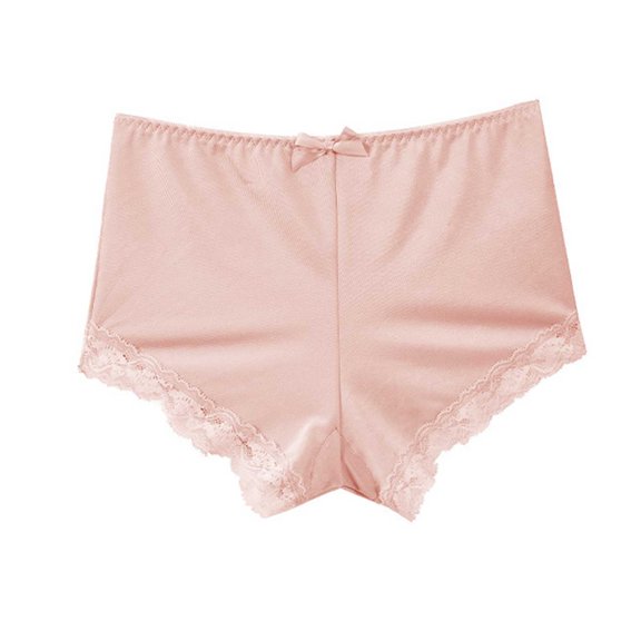 Guieoi High Rise Hipster Womens Underpant Plus Size Underwear Soft Breathable Panties Bow-Tie Lace Mid-Waist Briefs High-Stretch Pink S