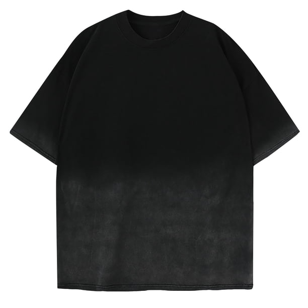 Camiseta de Seda de Hielo de los Hombres, Verano Nuevo Suelto Gradiente de Color Casual Top para Uso Al Aire Libre Y Diario, Camiseta de Moda Ligera