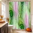 thumbnail image 2 of Green Pink Marble Shower Curtain, Waterproof Shower Curtains for Bathroom, Modern Abstract Luxury Ombre Fluid Art Washable Fabric Bathtub Curtain Set Bath Decor with 12 Hooks Standard 72"x72", 2 of 8