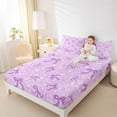 thumbnail image 3 of Erosebridal Girly Purple Bow Bed Sheets, Glitter Princess Cartoon King Sheets, 4pcs, 3 of 5