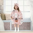 thumbnail image 7 of FORMRS Wearable Blanket Hoodie with Sleeves for Kids Cozy Flannel Sweatshirt, Pink Halloween Ghosts, 7 of 7
