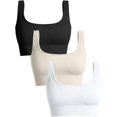 thumbnail image 1 of SURJDE Women's 3 Piece Medium Support Tank Top Ribbed Seamless Removable Cups Workout Exercise Sport Bra, 1 of 3