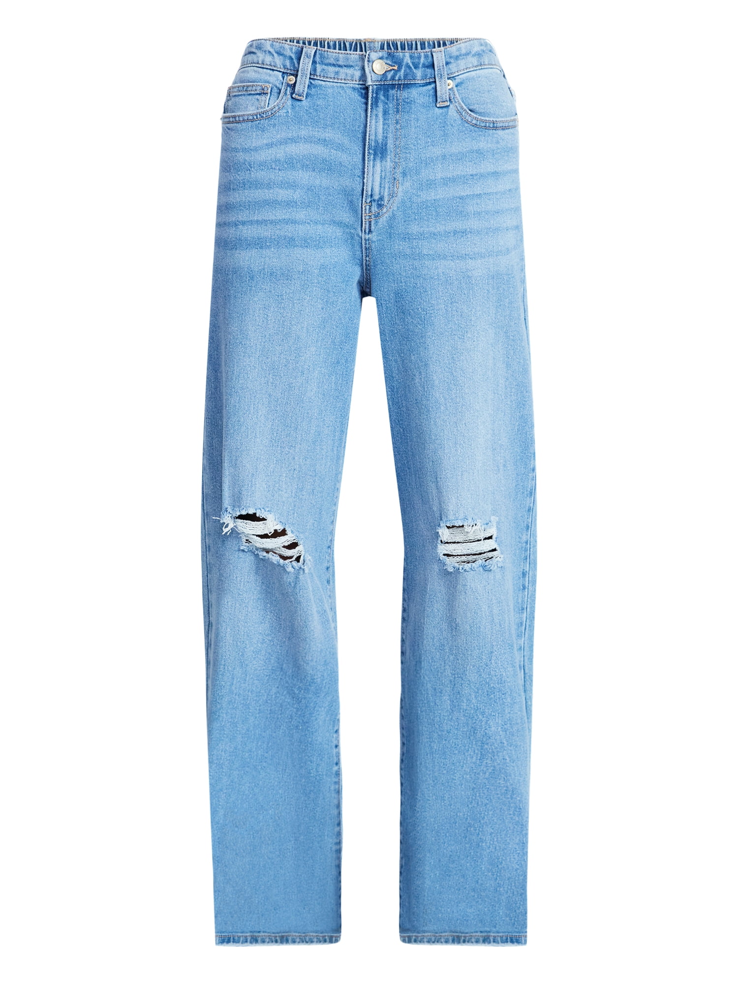 No Boundaries High Rise Baggy Wide Leg Jeans, 32'' Inseam, Women’s and Women's Plus XXS-4X