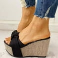 thumbnail image 5 of VerPetridure Sandals for Women Dressy Summer Women's Bowknot Slope Heel Open Toe Casual Shoes Solid Slippers Comfortable Platform Sandals Shoes, 5 of 7