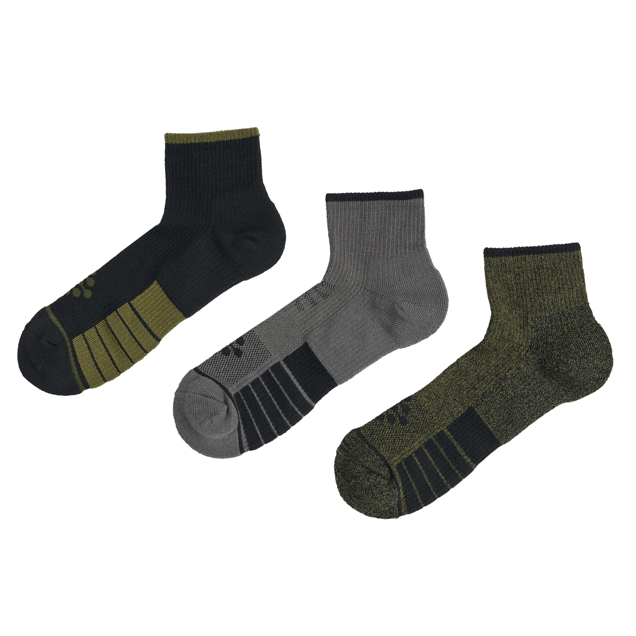 TRUEENERGY Flow High Impact Color Pop Quarter Cushion Sock, Men's Size 10-14.5, 3-pack