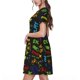 thumbnail image 2 of Easygdp Pixel Game para Vestido Transpirable de Mujer, Vestido Suelto de Manga Corta con Pliegues y Bolsillos para el Verano, 2 of 6
