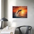 thumbnail image 4 of JRXY Sunset Canvas Wall Art, Dolphin Wall Art Framed, Dolphin Canvas Wall Art, Animal Wall Art Print on Canvas for Living Room Bedroom Bathroom Office Wall Decor, 16x12in, 4 of 5