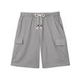 thumbnail image 4 of GENTS BLISS Cargo Men Linen Shorts Elastic Waist Drawstring Shorts for Men Summer Beach Shorts with Pockets, 4 of 10