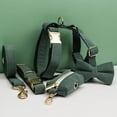 thumbnail image 2 of Dark Green Corduroy Dog Collar And Leash Set With Engraved Nameplate, 2 of 15
