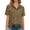 Coffee, variant on T Shirts for Women 2026 Summer Linen Short Sleeve Button Down Collared Business Casual Office Work Tshirt Blouse