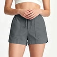 thumbnail image 5 of Plus Size Women's Solid Lightweight Drawstring Casual High Waist Hiking Shorts Summer Workout Shorts With Pockets, Polyester | UKHCCC,Dark Gray 3XL, 5 of 9